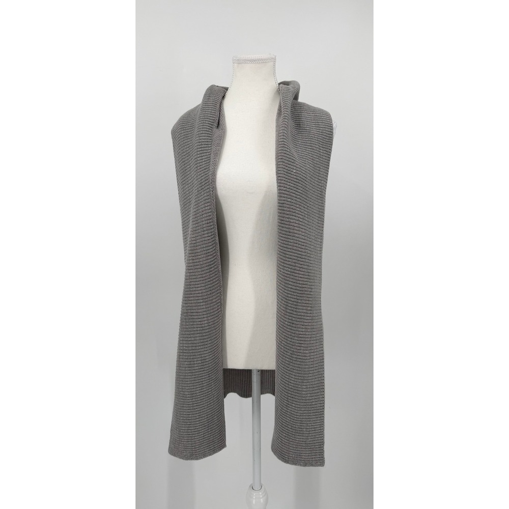 Quinn Womens Gray Ribbed Knit Hooded Open Front Sleeveless Cardigan Vest Small